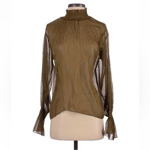 Oak + Fort sheer green blouse